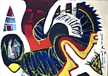 Acrylique sur papier de Mohamed Hakim Akalay